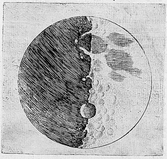 Galileo Galilei, La luna, 1609 (illustrazione per il Sidereus nuncius)