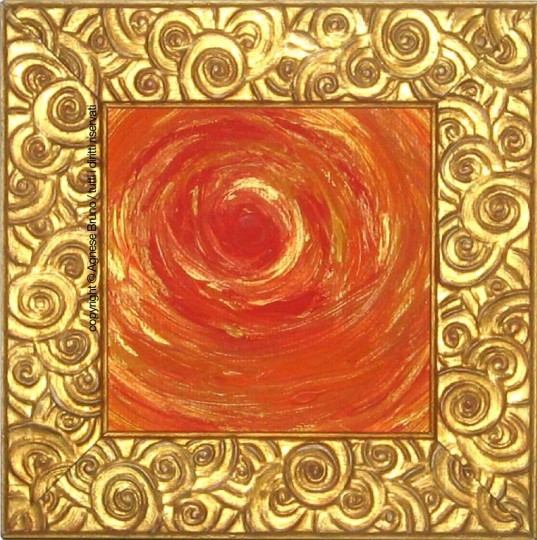 sole / acrilici su tela / cornice oro a rilievo / cm 15X15 / febbraio 2007